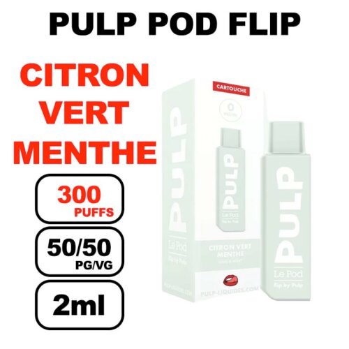 Pulp Flip x1 cartouche 2ml e-liquide pré-rempli sans fuite- citron vert menthe
