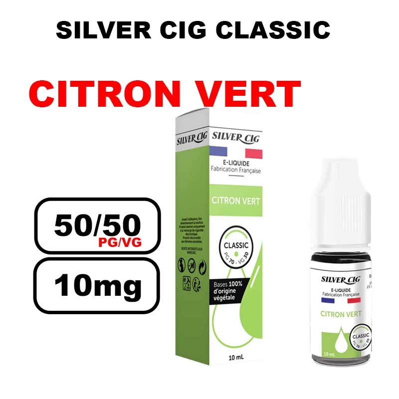 Silver cig classic 10ml saveur mono au bureau de tabac- citron vert