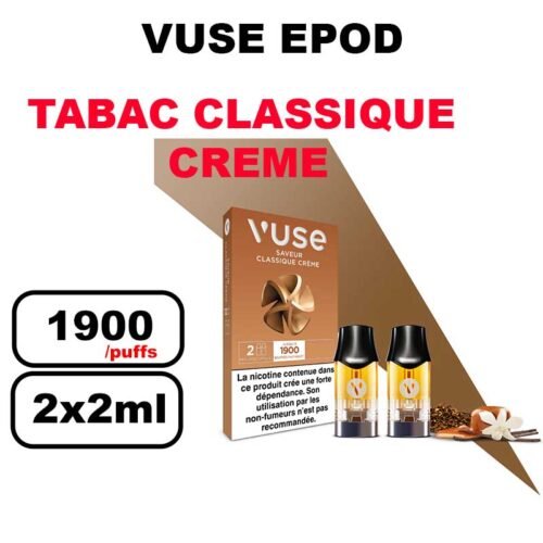 Vuse cartouche Epod x2 1.9ml Capsule ePOD eliquide pré-remplie pour vapoteur- classique creme