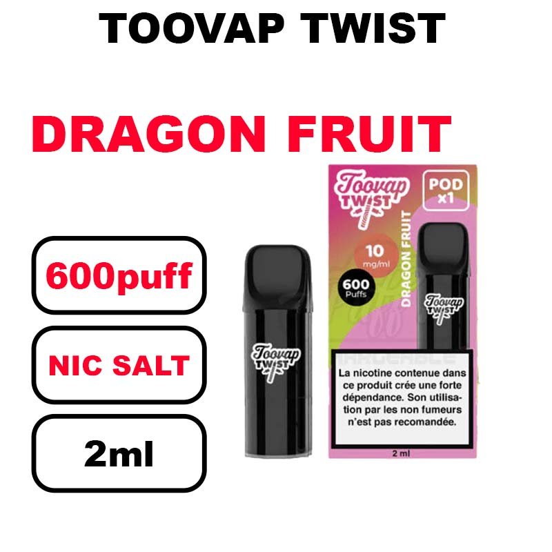 Toovap Twist x1 cartouche 2ml eliquide pré-rempli sans fuite- dragon fruit
