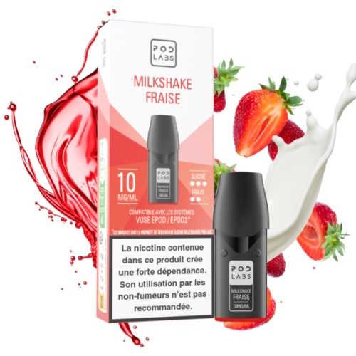 Pod labs capsule x1 compatible Vuse pro ePod2 Cartouche pré-remplie jetable- milkshake fraise
