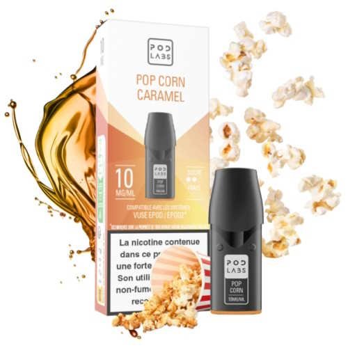 Pod labs capsule x1 compatible Vuse pro ePod2 Cartouche pré-remplie jetable- Pop-corn- caramel