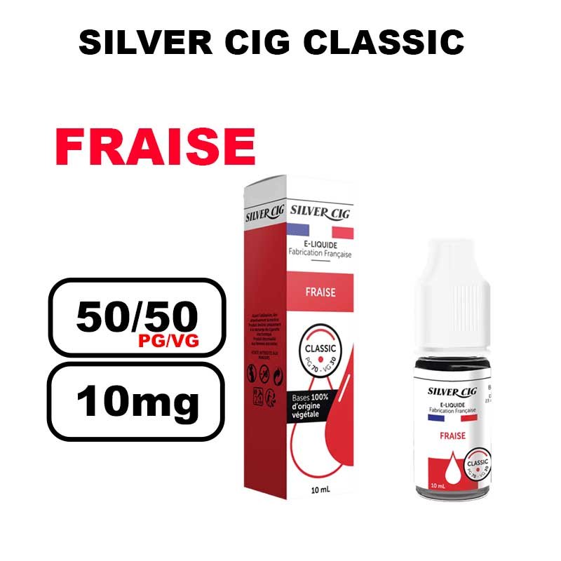 Silver cig classic 10ml saveur mono au bureau de tabac- fraise