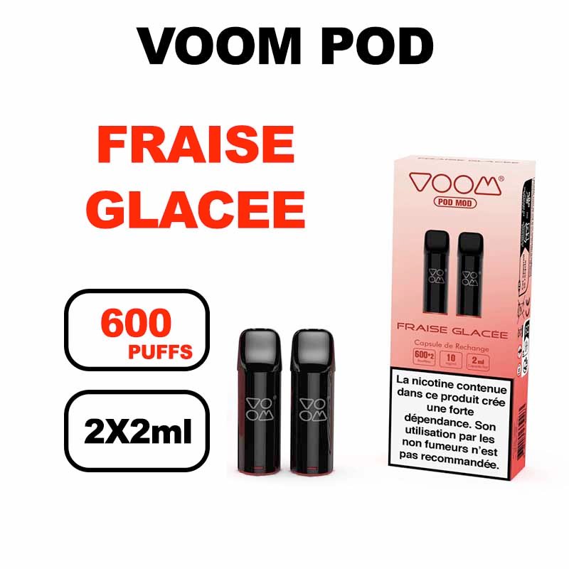 Voom x2 cartouches puff 2ml e-liquide pré-rempli sans fuite- fraise glacee