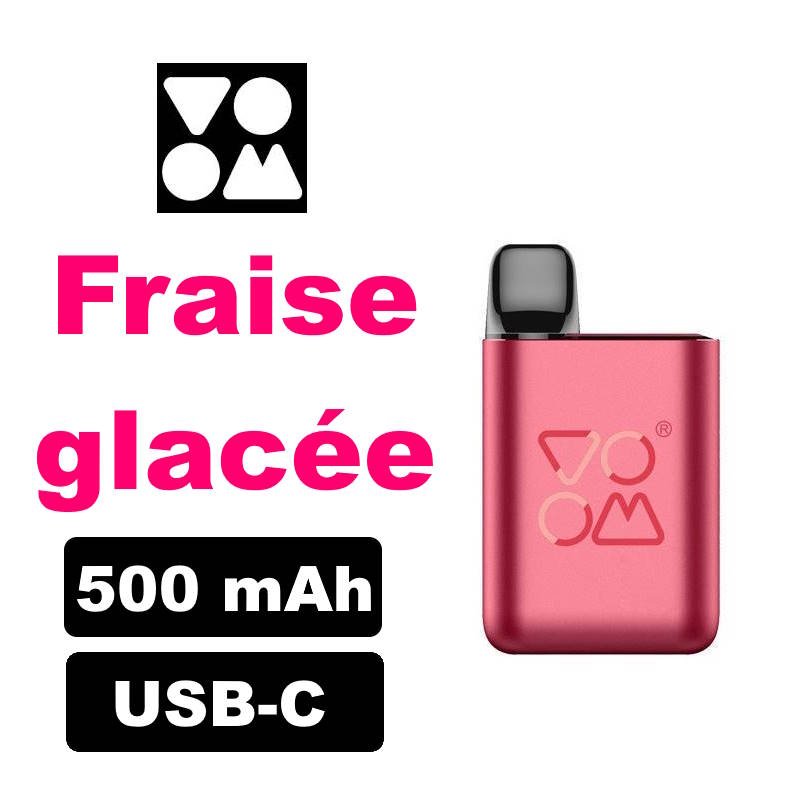 Voom fraise glacée Starter kit x1 cartouches puff 2ml e-liquide pré-rempli sans fuite