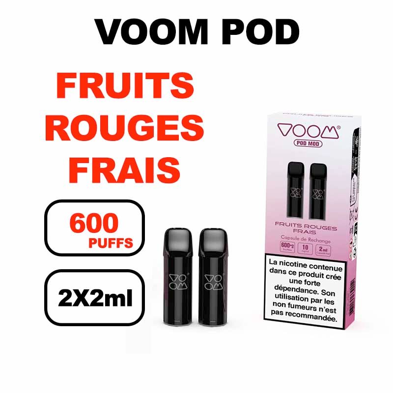 Voom x2 cartouches puff 2ml e-liquide pré-rempli sans fuite- fruit rouges frais