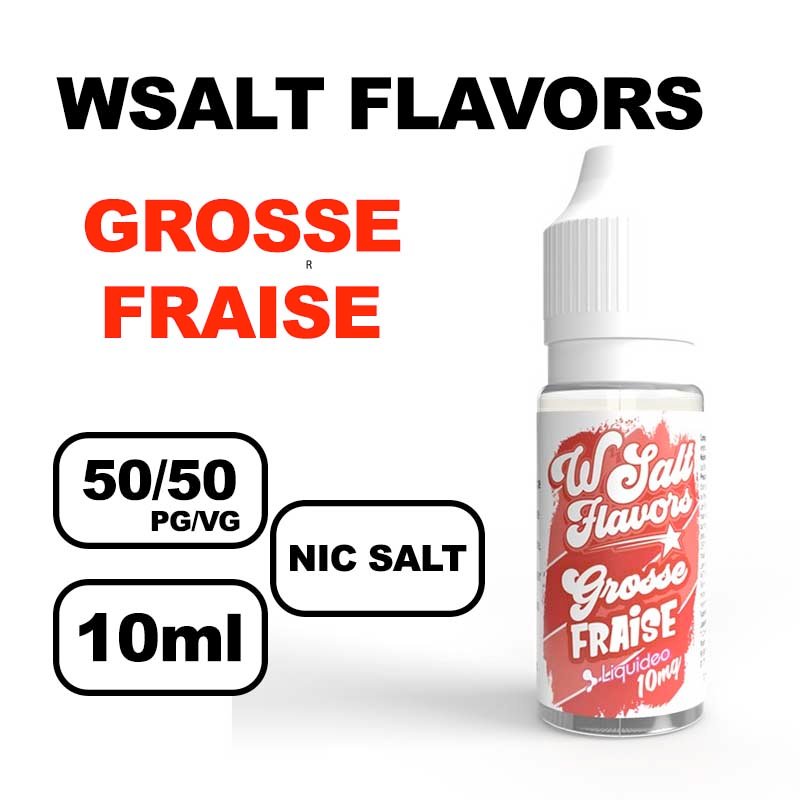Liquideo Wsalt flavors 10ml E-liquide aux Sels de Nicotine pour Vape Douce et Intense- fraise
