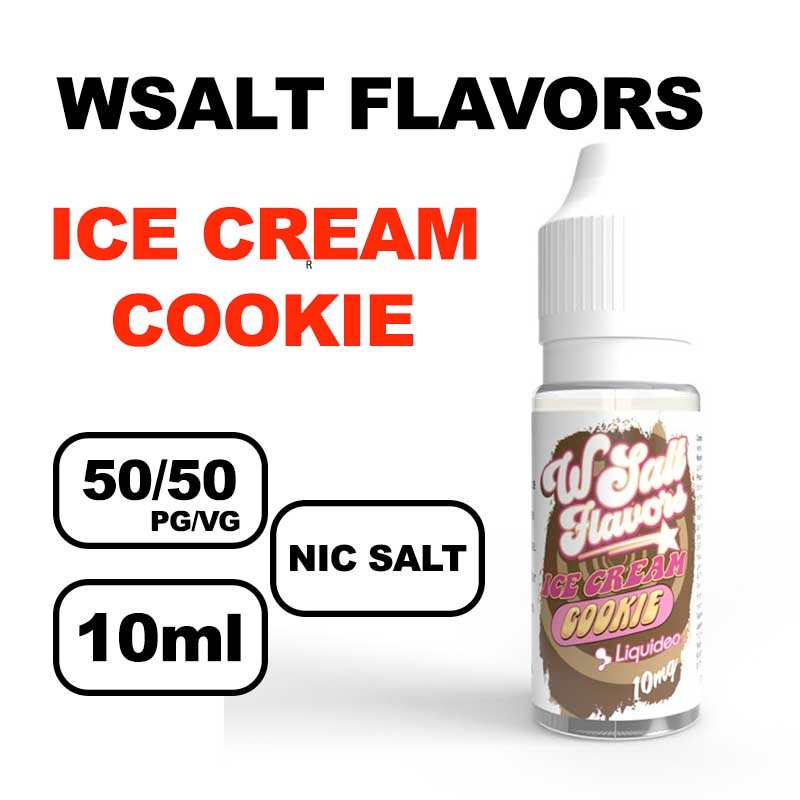 Liquideo Wsalt flavors 10ml E-liquide aux Sels de Nicotine pour Vape Douce et Intense- ice cream cookie
