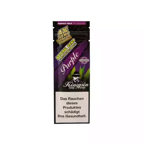 KINGPIN purple blunt Wraps hemp aromatisé sans tabac - sachet x4 feuilles parfumées saveur fruitée pas cher