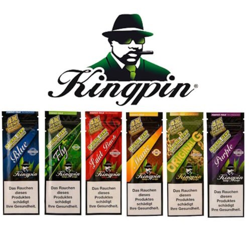 KINGPIN blunt Wraps hemp aromatisé sans tabac - sachet x4 feuilles parfumées saveur fruitée pas cher