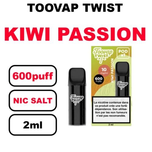 Toovap Twist x1 cartouche 2ml eliquide pré-rempli sans fuite- kiwi passion