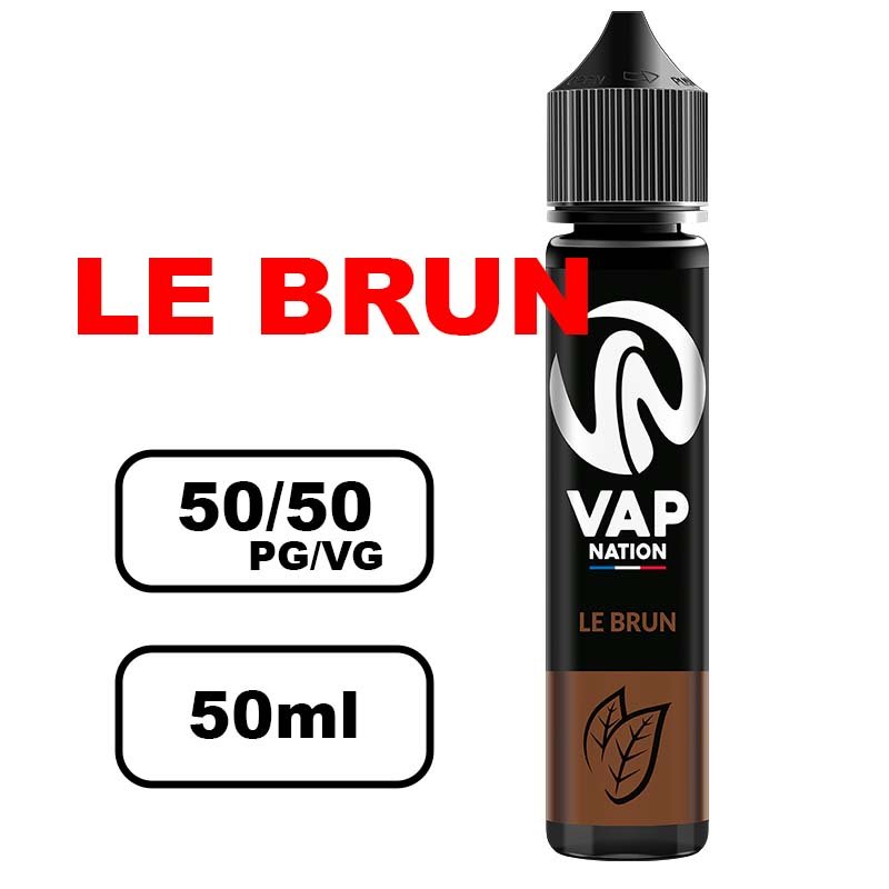 Vap nation Origin's 50ml e-liquide flacon mono arôme pour cigarette electronique au bureau de tabac- le brun