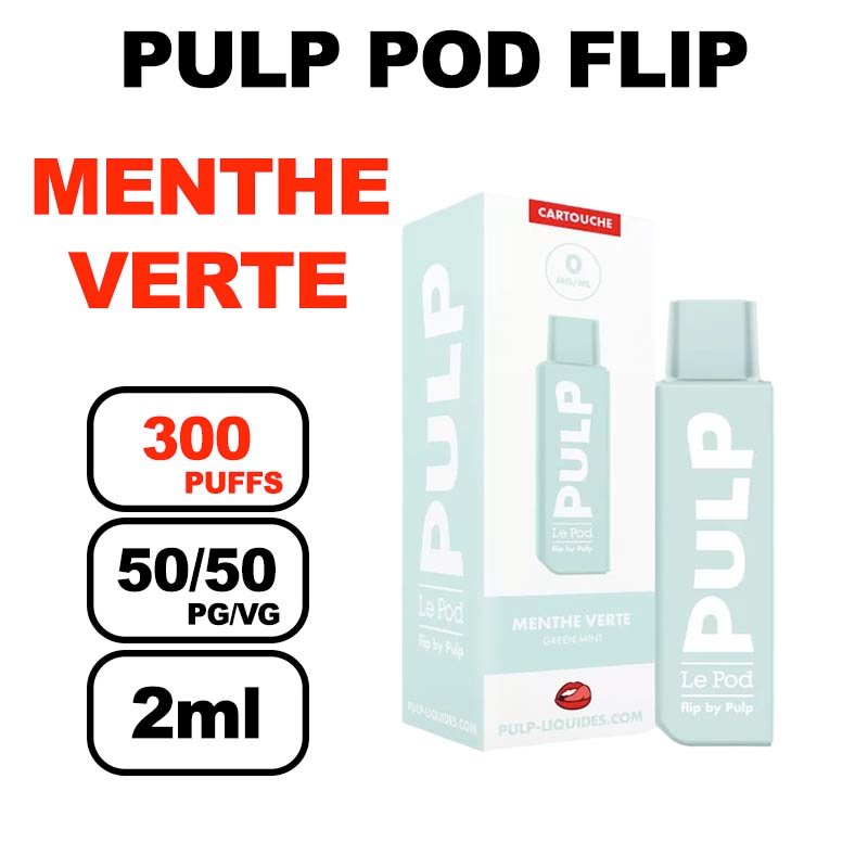 Pulp Flip x1 cartouche 2ml e-liquide pré-rempli sans fuite- menthe verte