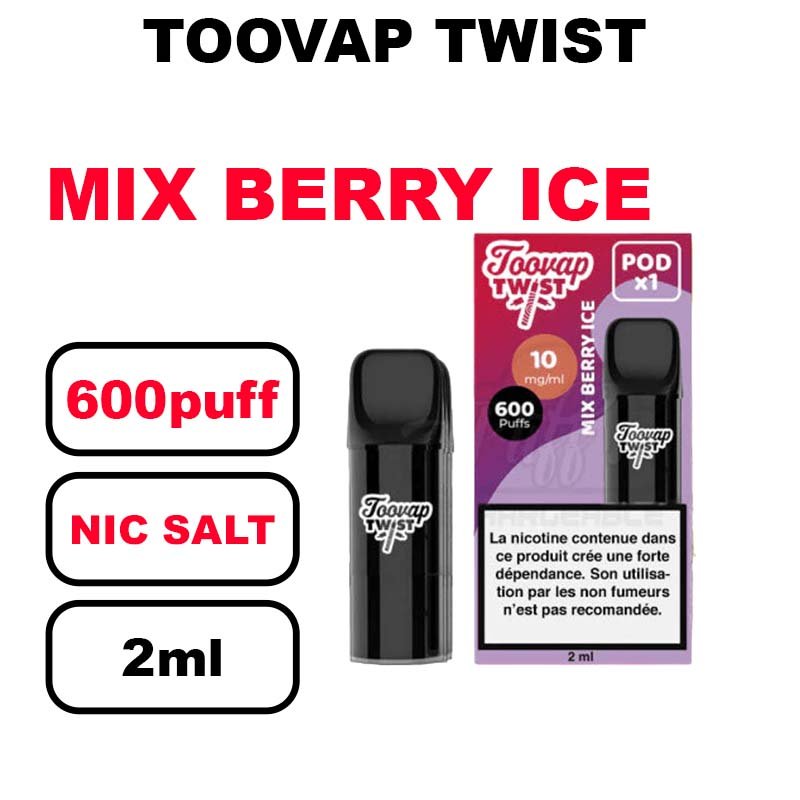 Toovap Twist x1 cartouche 2ml eliquide pré-rempli sans fuite- fraise des bois