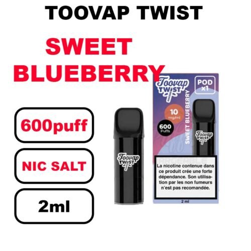 Toovap Twist x1 cartouche 2ml eliquide pré-rempli sans fuite- myrtille