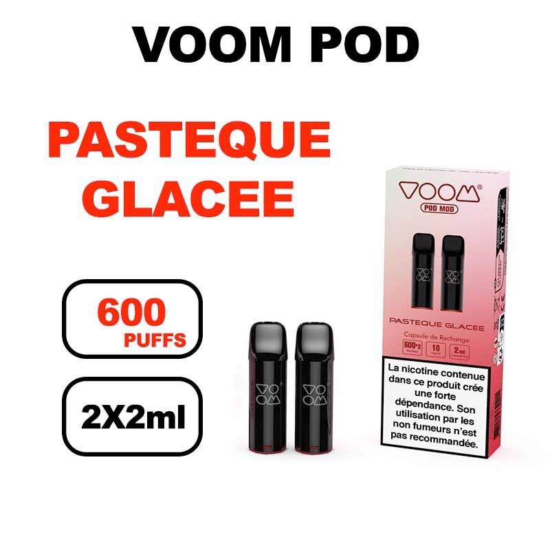 Voom x2 cartouches puff 2ml e-liquide pré-rempli sans fuite- pasteque glacee