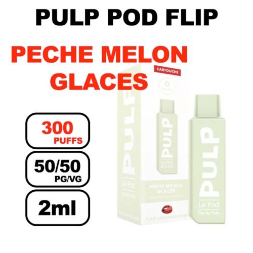 Pulp Flip x1 cartouche 2ml e-liquide pré-rempli sans fuite- peche melon glace