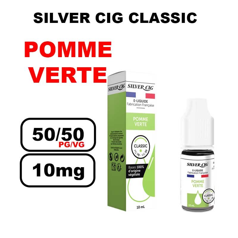 Silver cig classic 10ml saveur mono au bureau de tabac- pomme verte