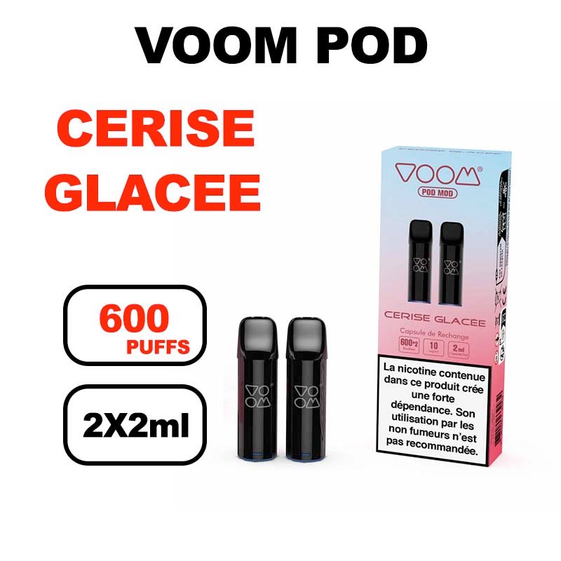 Voom x2 cartouches puff 2ml e-liquide pré-rempli sans fuite- cerise glacee