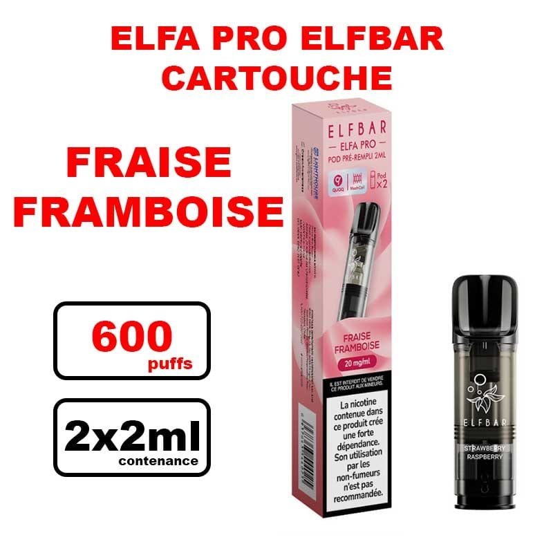 Cartouches ELFA PRO e-liquide pré-rempli 2ml saveur puff Elfbar x2
