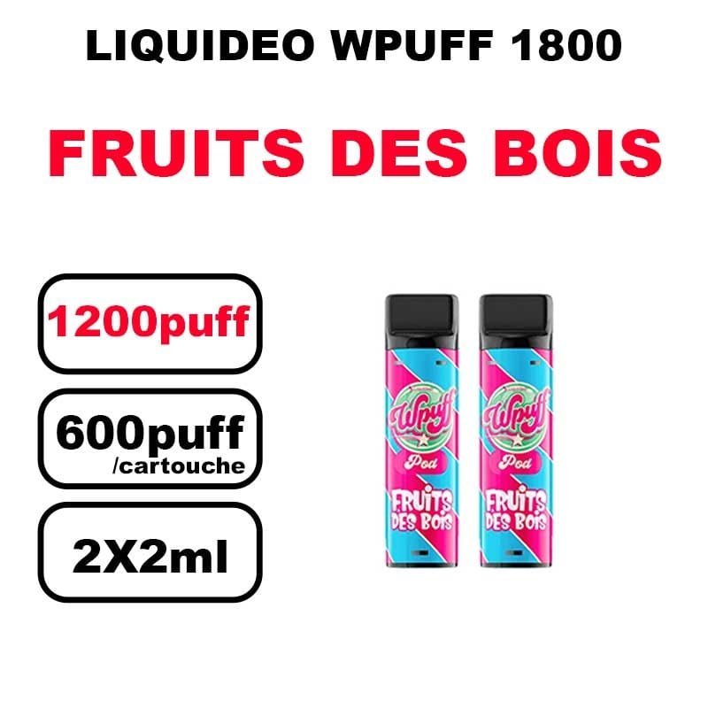 Liquideo Wpuff 1800 x2 Cartouches Pod 2ml Cartouche Puff jetable sans fuite