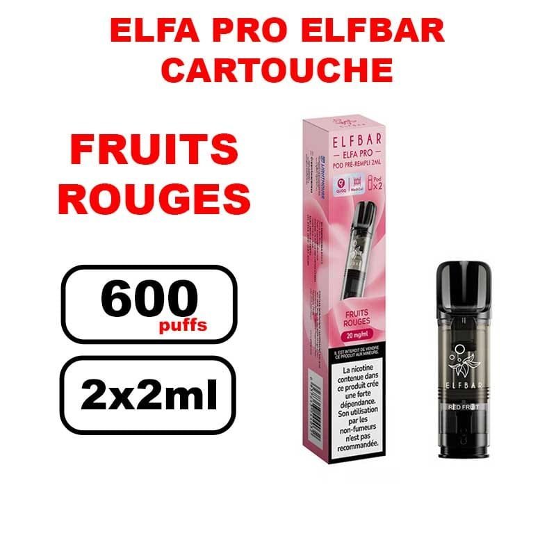 Cartouches ELFA PRO e-liquide pré-rempli 2ml saveur puff Elfbar x2
