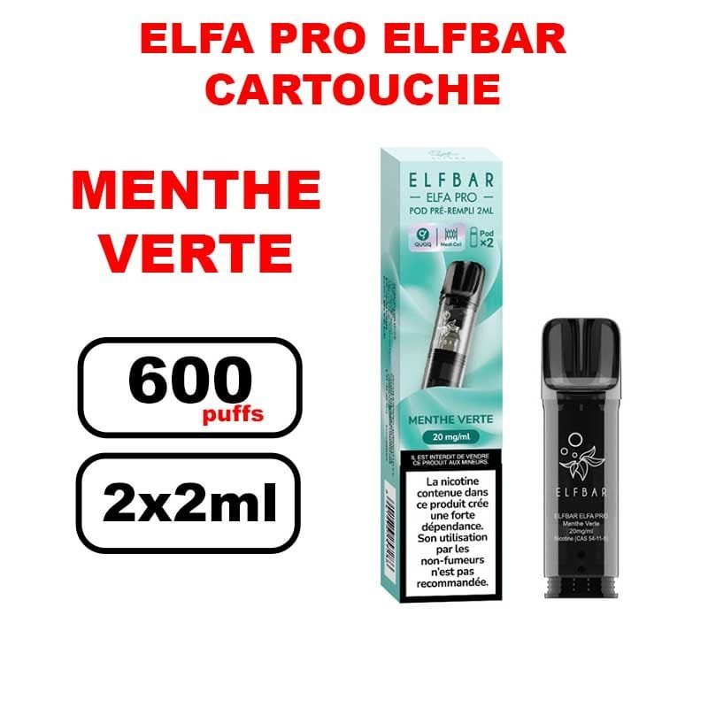 Cartouches ELFA PRO e-liquide pré-rempli 2ml saveur puff Elfbar x2