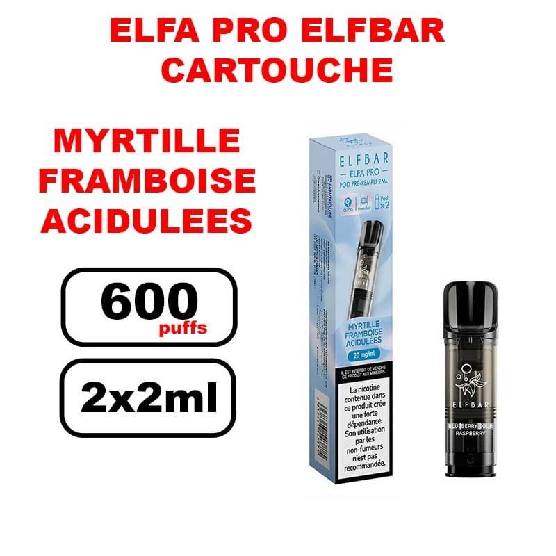 Cartouches ELFA PRO e-liquide pré-rempli 2ml saveur puff Elfbar x2