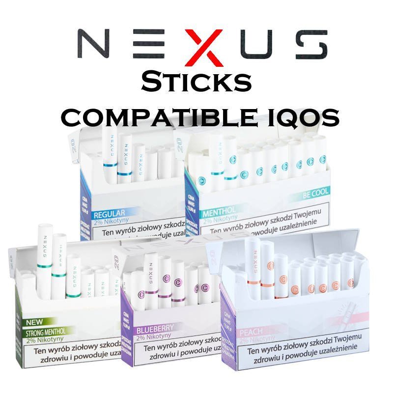 Nexus Sticks nicotinés 2% sans tabac compatible IQOS avec lame chauffante alternative HEETS HNB x20 bâtonnets