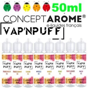 Conceptarome Vap n Puff e-liquide Végétol 50ml – 50/50 Glycérine végétale/Propylène Glycol Végétal