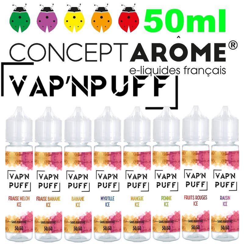 Conceptarome Vap n Puff e-liquide Végétol 50ml – 50/50 Glycérine végétale/Propylène Glycol Végétal