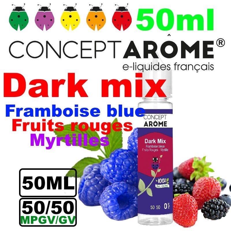 eliquide-vegetol-Conceptarome-50ml-dark-mix-framboise-fruits-rouges-myrtilles.jpg Conceptarome e-liquide Végétol 50ml - 50/50 Glycérine végétale/Propylène Glycol Végétal