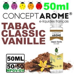 eliquide-vegetol-Conceptarome-50ml-tabac-classic-vanille.jpg Conceptarome e-liquide Végétol 50ml - 50/50 Glycérine végétale/Propylène Glycol Végétal