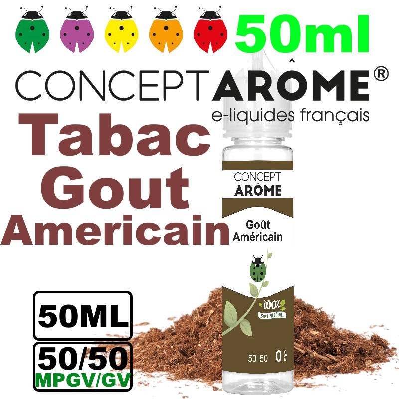 eliquide-vegetol-Conceptarome-50ml-tabac-gout-americain.jpg Conceptarome e-liquide Végétol 50ml - 50/50 Glycérine végétale/Propylène Glycol Végétal