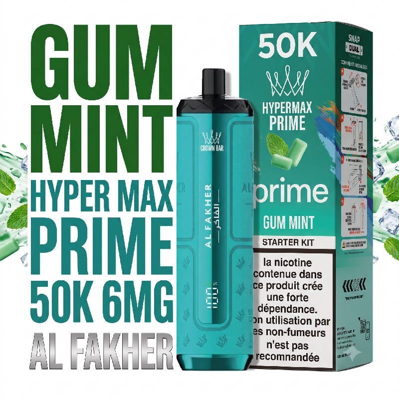 PUFF-50K-Hyper-Max-Prime-Al-Fakher-gum-mint-1.jpg Puff Al Fakher Hypermax Prime 50K 6mg Goût chicha