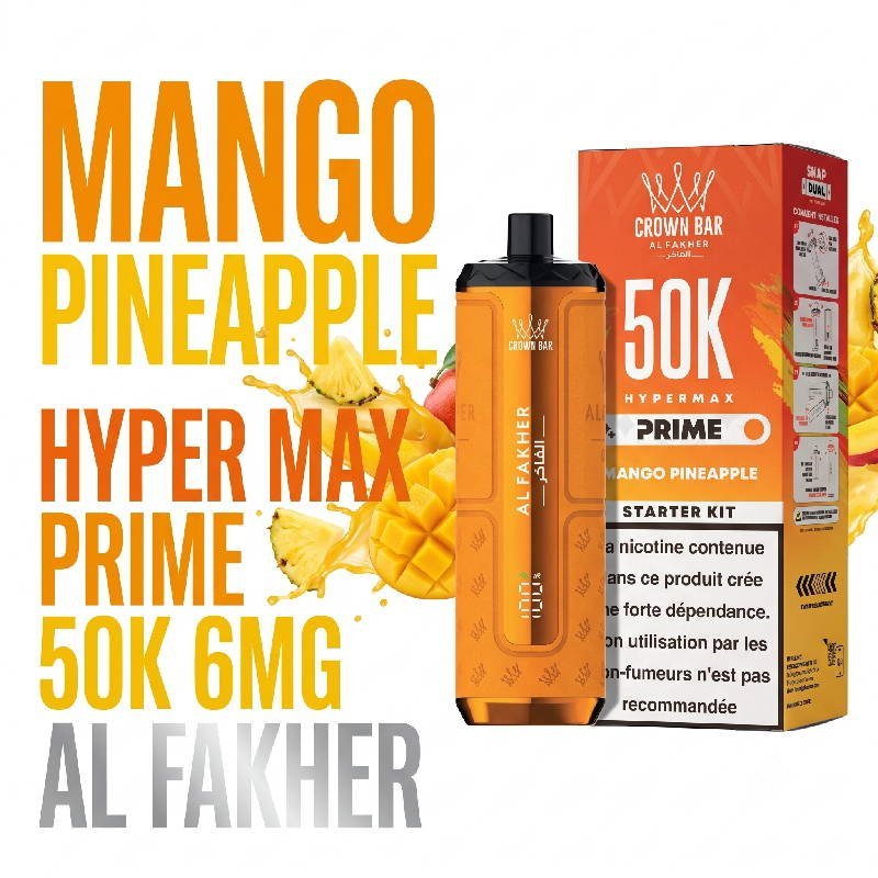 PUFF-50K-Hyper-Max-Prime-Al-Fakher-mango-pineapple-1.jpg Puff Al Fakher Hypermax Prime 50K 6mg Goût chicha
