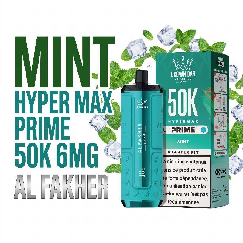 PUFF-50K-Hyper-Max-Prime-Al-Fakher-mint-1.jpg Puff Al Fakher Hypermax Prime 50K 6mg Goût chicha