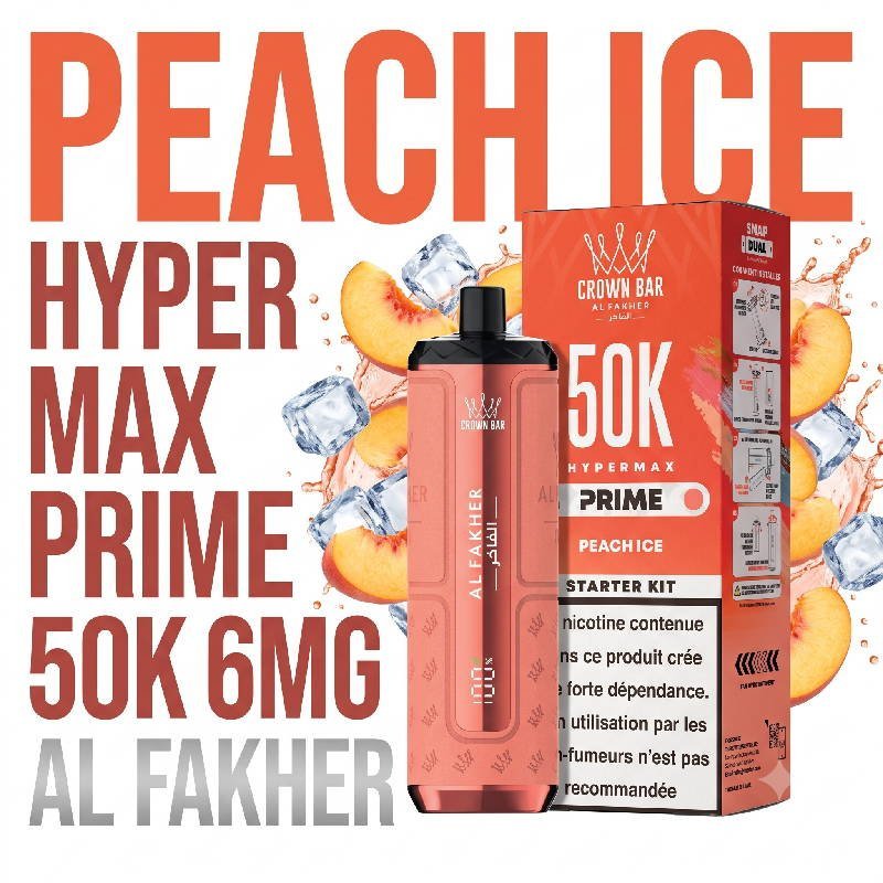 PUFF-50K-Hyper-Max-Prime-Al-Fakher-peach-ice-1.jpg Puff Al Fakher Hypermax Prime 50K 6mg Goût chicha