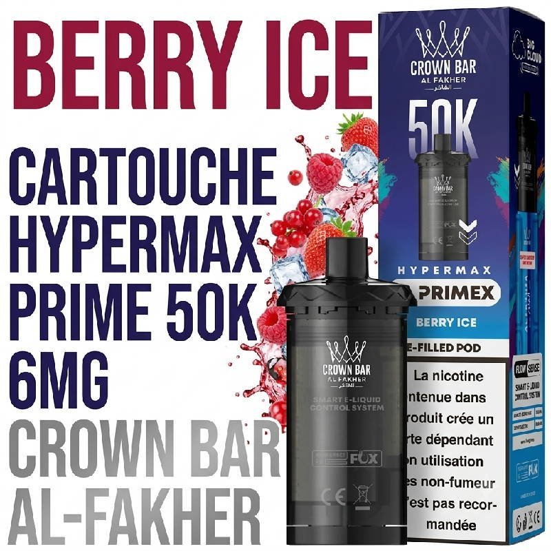 Cartouches Hypermax Prime 50K 6mg Crown bar Al-Fakher par 2